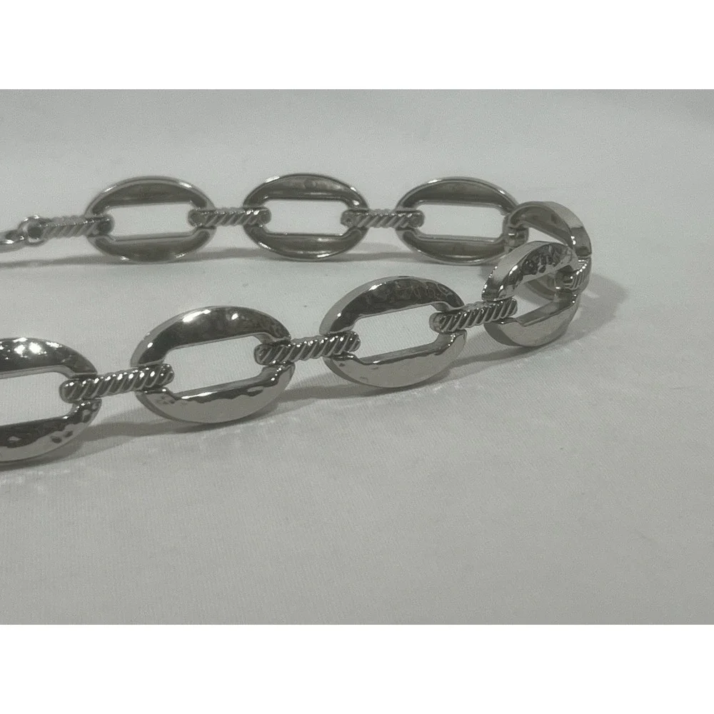 Womens Silver Metal Belt Adjustable Up To 38 Minimalist Y2K Statement Waist
